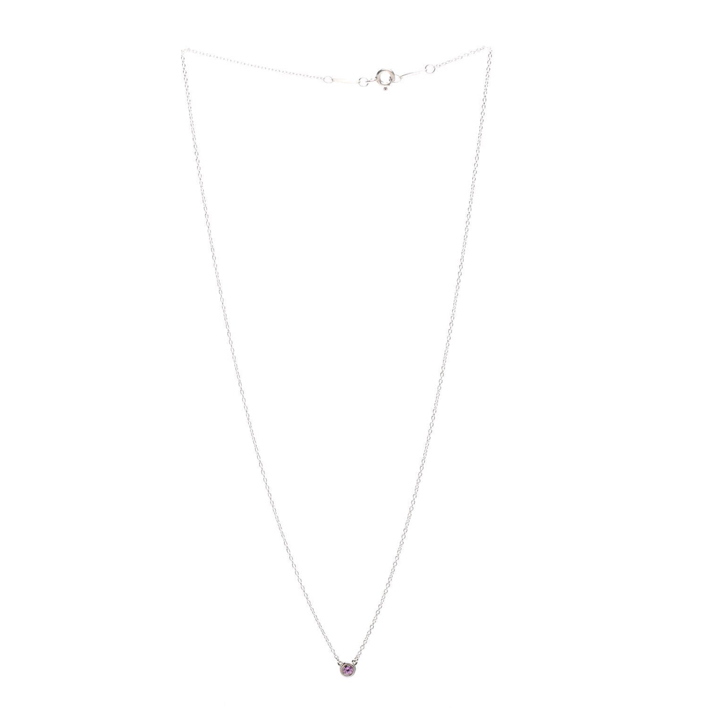 Sterling Silver Pink Sapphire .08ct Elsa Peretti Color By The Yard Necklace