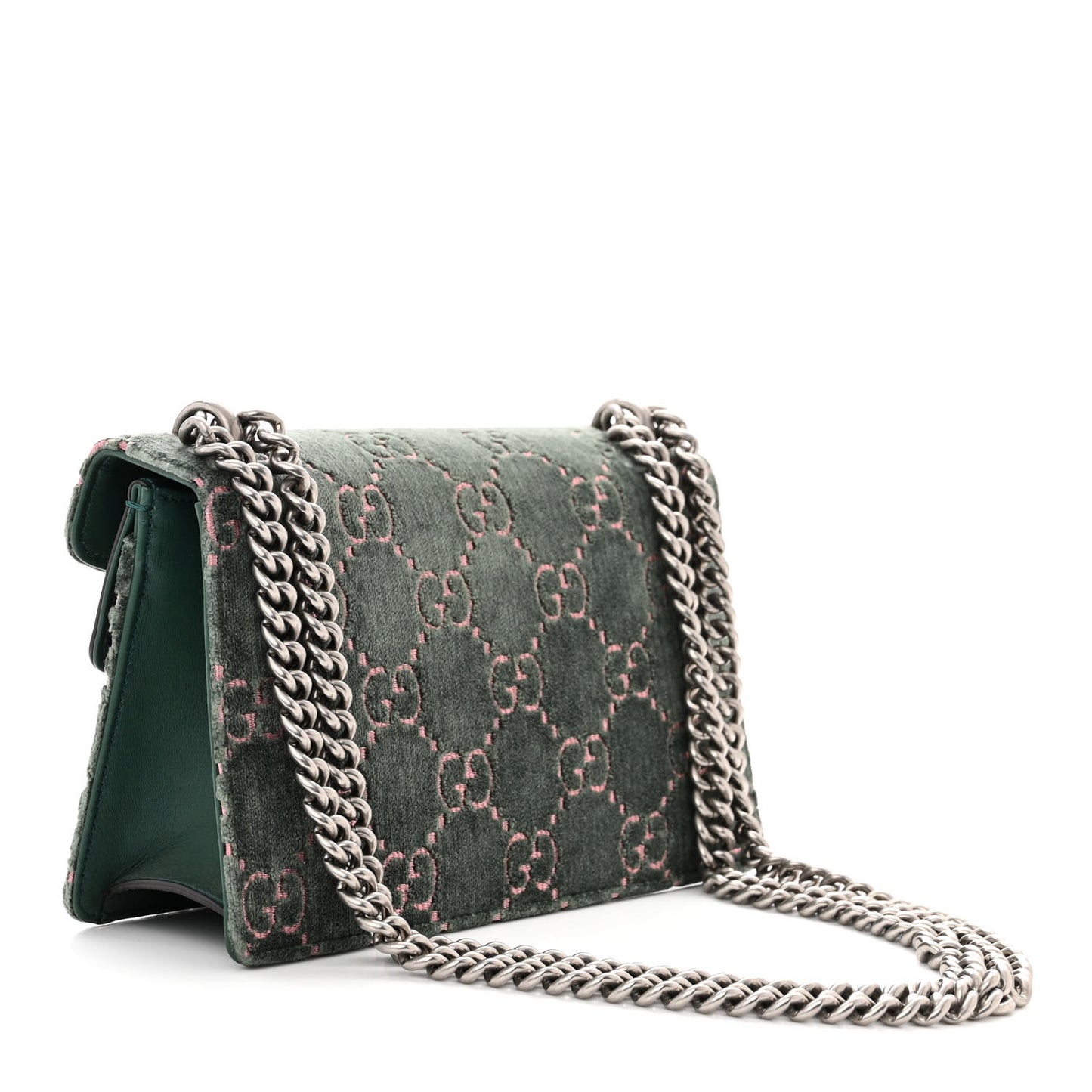 Velvet Moon Calfskin Crystal GG Monogram Small Dionysus Shoulder Bag Avio Dusty Pink Black Diamond