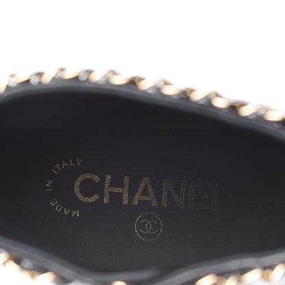 Chanel Lambskin Grosgrain CC Chain Cap Toe Short Boots 39.5 Black 7 of 9