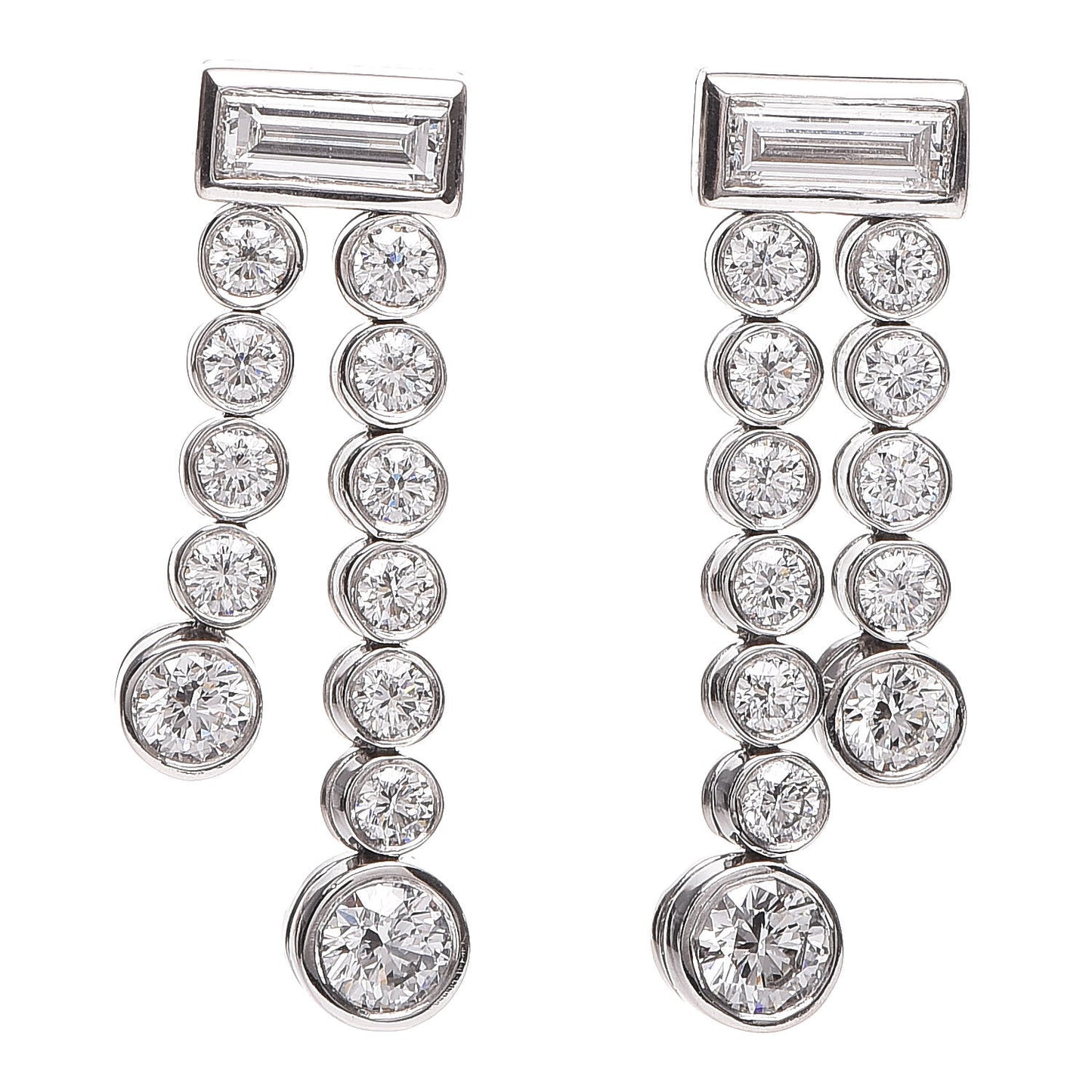 Platinum Diamond Jazz Double Drop Earrings