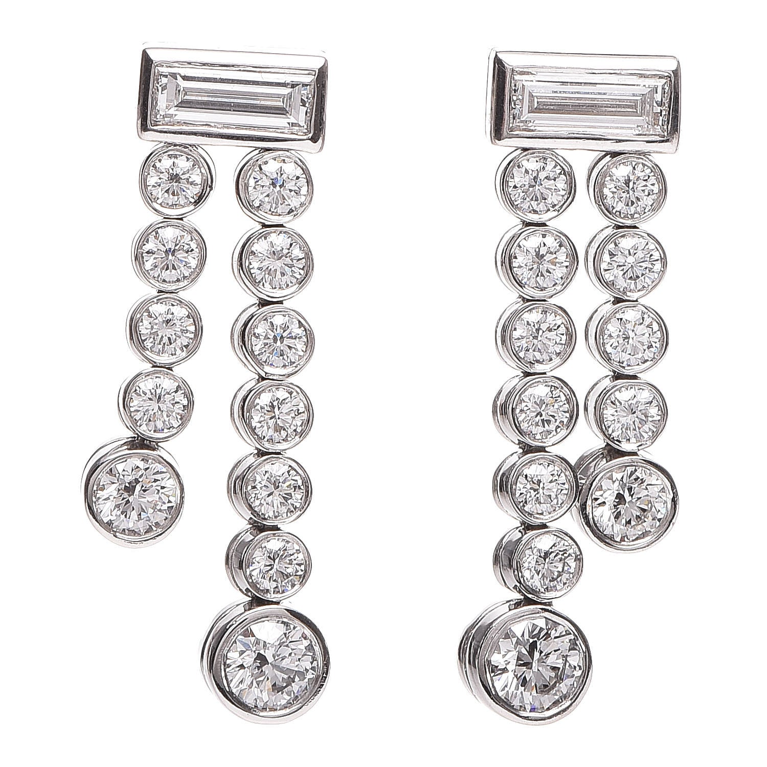 Tiffany Platinum Diamond Jazz Double Drop Earrings 1 of 6