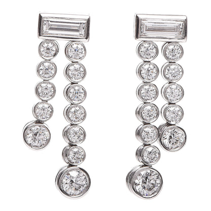 Tiffany Platinum Diamond Jazz Double Drop Earrings 1 of 6