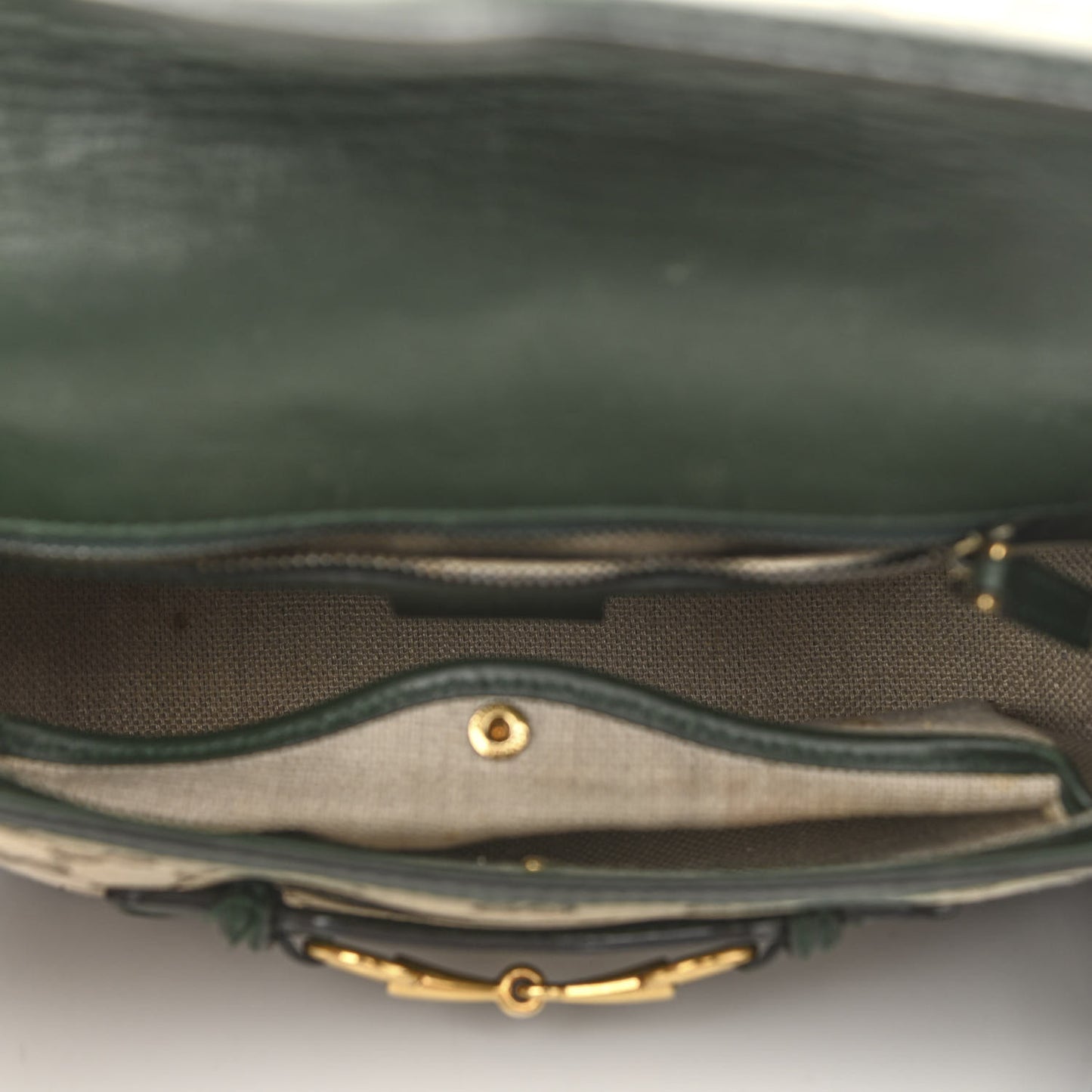 Monogram Calfskin Medium Lady Web Shoulder Bag Beige Green
