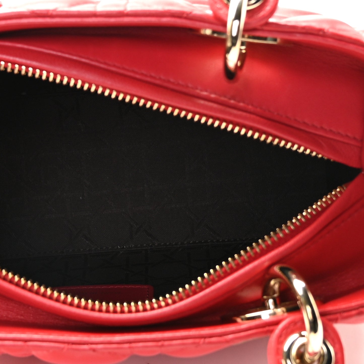 Lambskin Cannage Medium Lady Dior Red