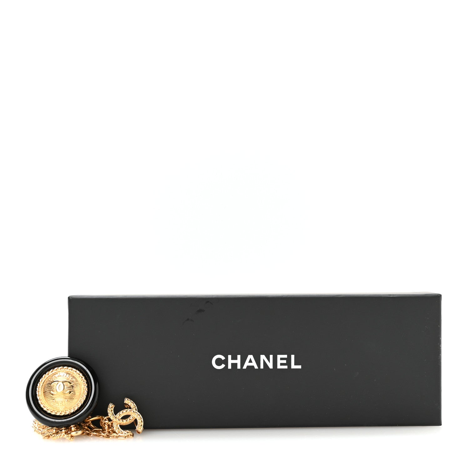 Chanel CC Medallion Multi Strand Long Chain Brooch Gold Black 4 of 4