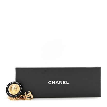 Chanel CC Medallion Multi Strand Long Chain Brooch Gold Black 4 of 4