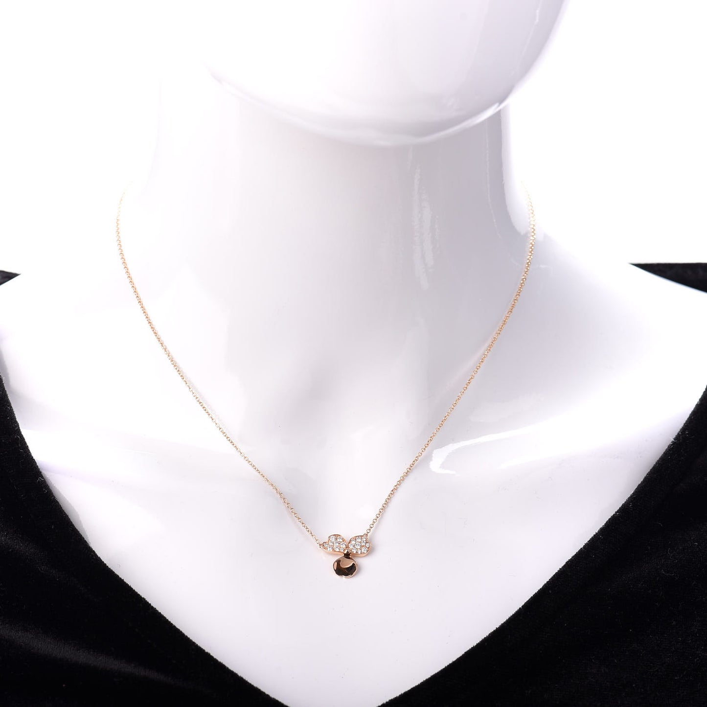 18K Rose Gold Diamond Paper Flowers Pendant Necklace
