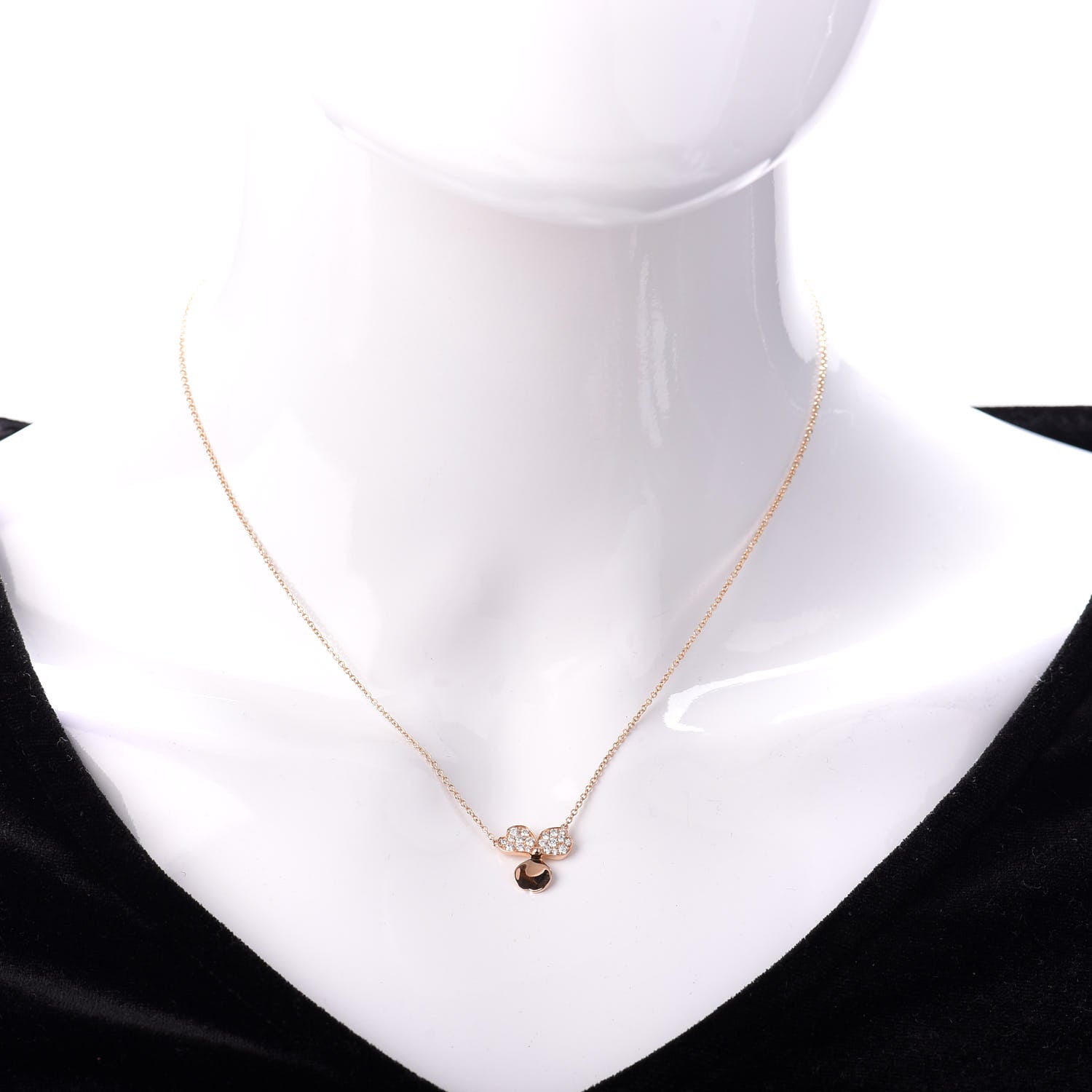 Tiffany 18K Rose Gold Diamond Paper Flowers Pendant Necklace 2 of 5