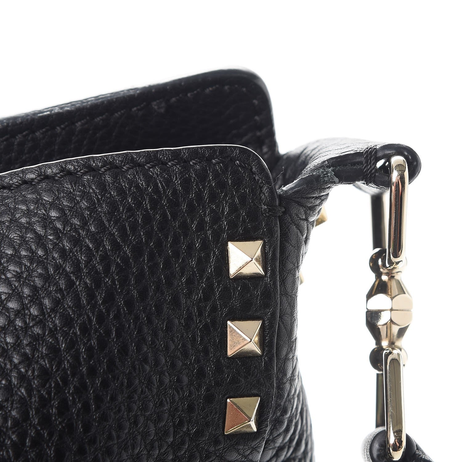 Valentino Garavani Pebbled Calfskin Large Rockstud Flip-Lock Messenger Bag Black 9 of 10