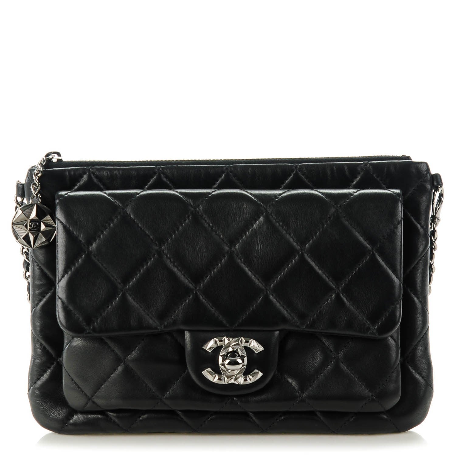 Chanel Lambskin Quilted Mineral Nights Flap Wristlet Black 1 of 7