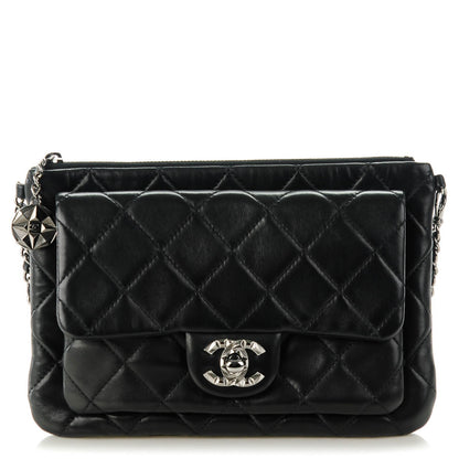 Chanel Lambskin Quilted Mineral Nights Flap Wristlet Black 1 of 7