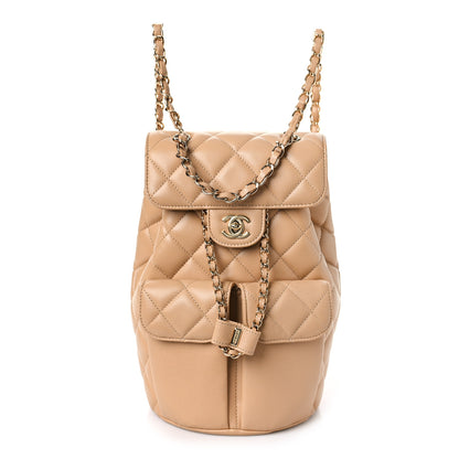Chanel Caviar Quilted Double Pocket Backpack Beige 1 of 10