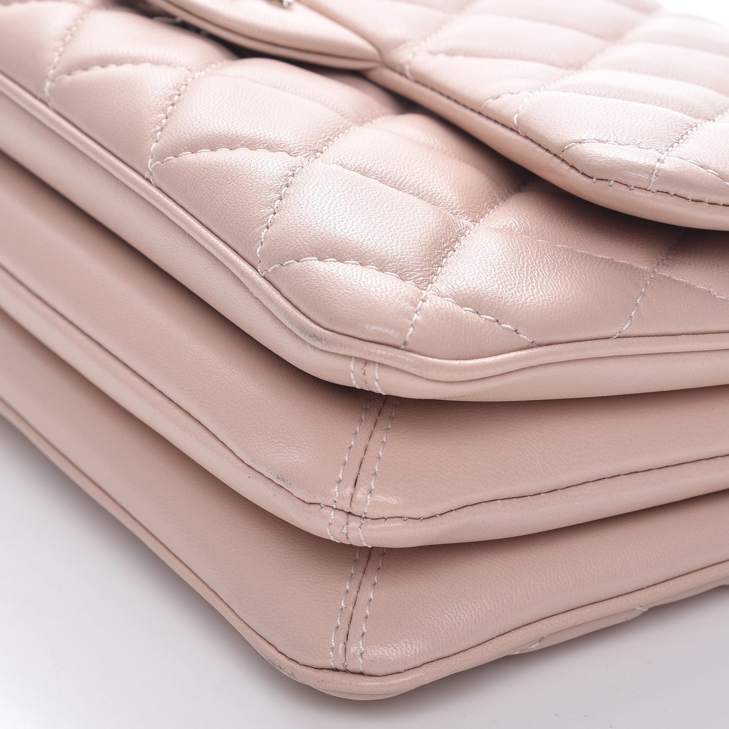Lambskin Quilted Medium 3 Flap Light Pink