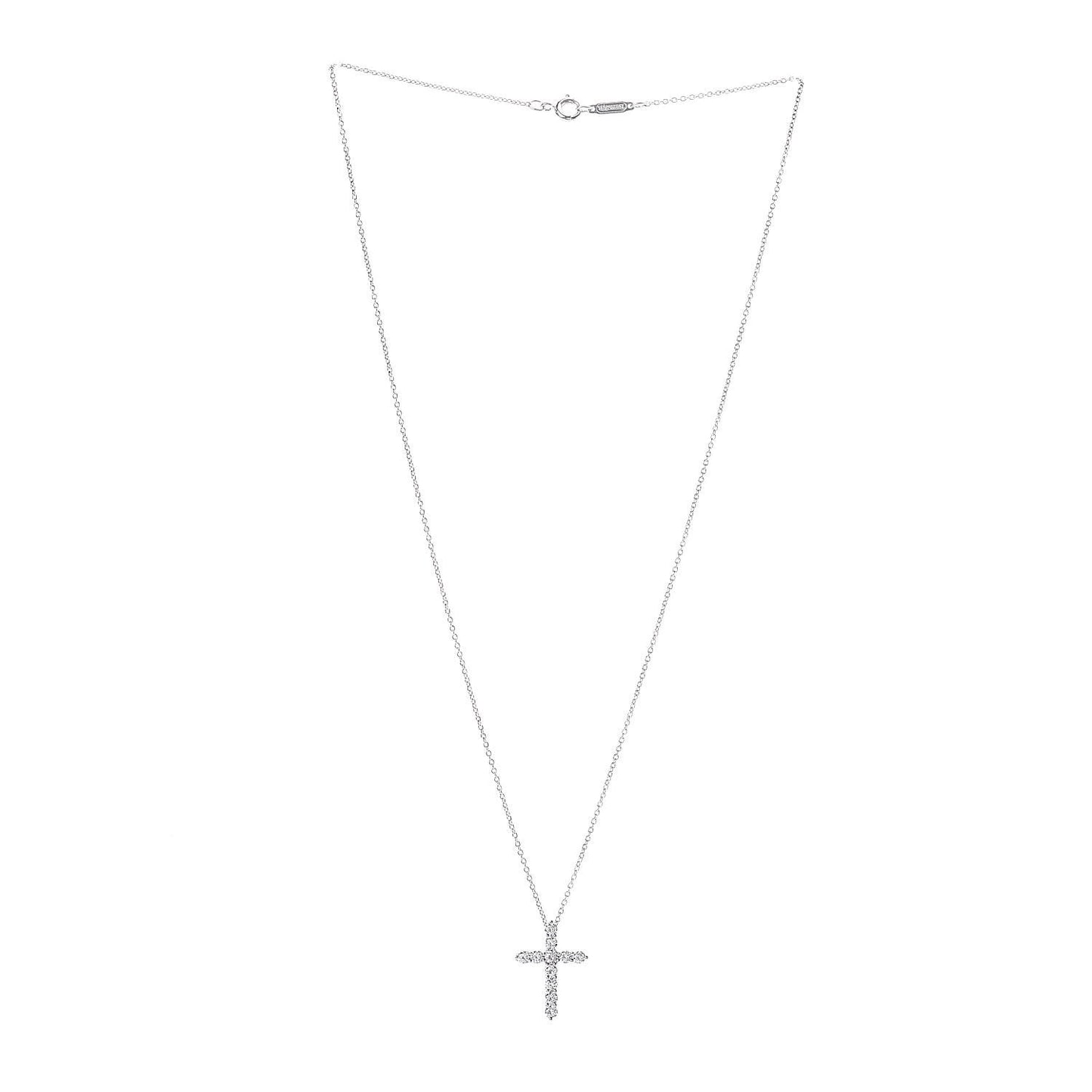 Platinum Diamond Small Cross Pendant Necklace