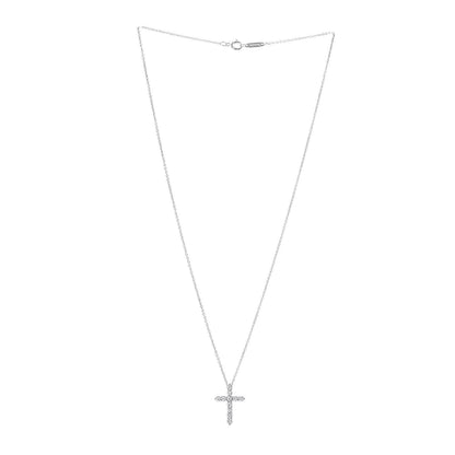 Tiffany Platinum Diamond Small Cross Pendant Necklace 3 of 6