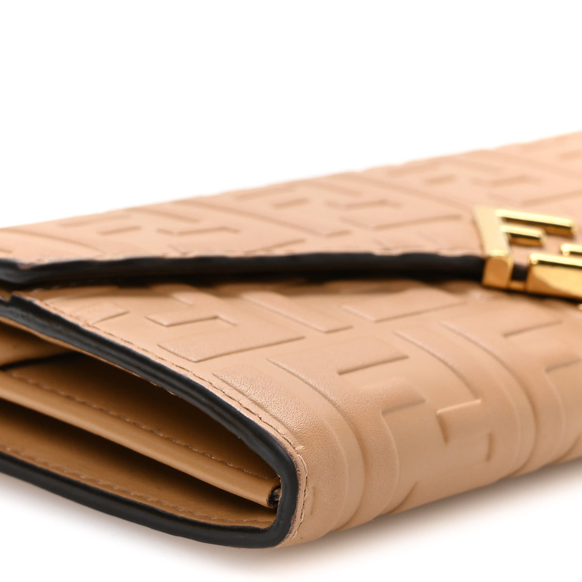 Nappa Matisse FF Embossed Continental Wallet On Chain Miele Scuro