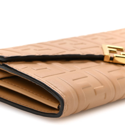 Fendi Nappa Matisse FF Embossed Continental Wallet On Chain Miele Scuro 8 of 10