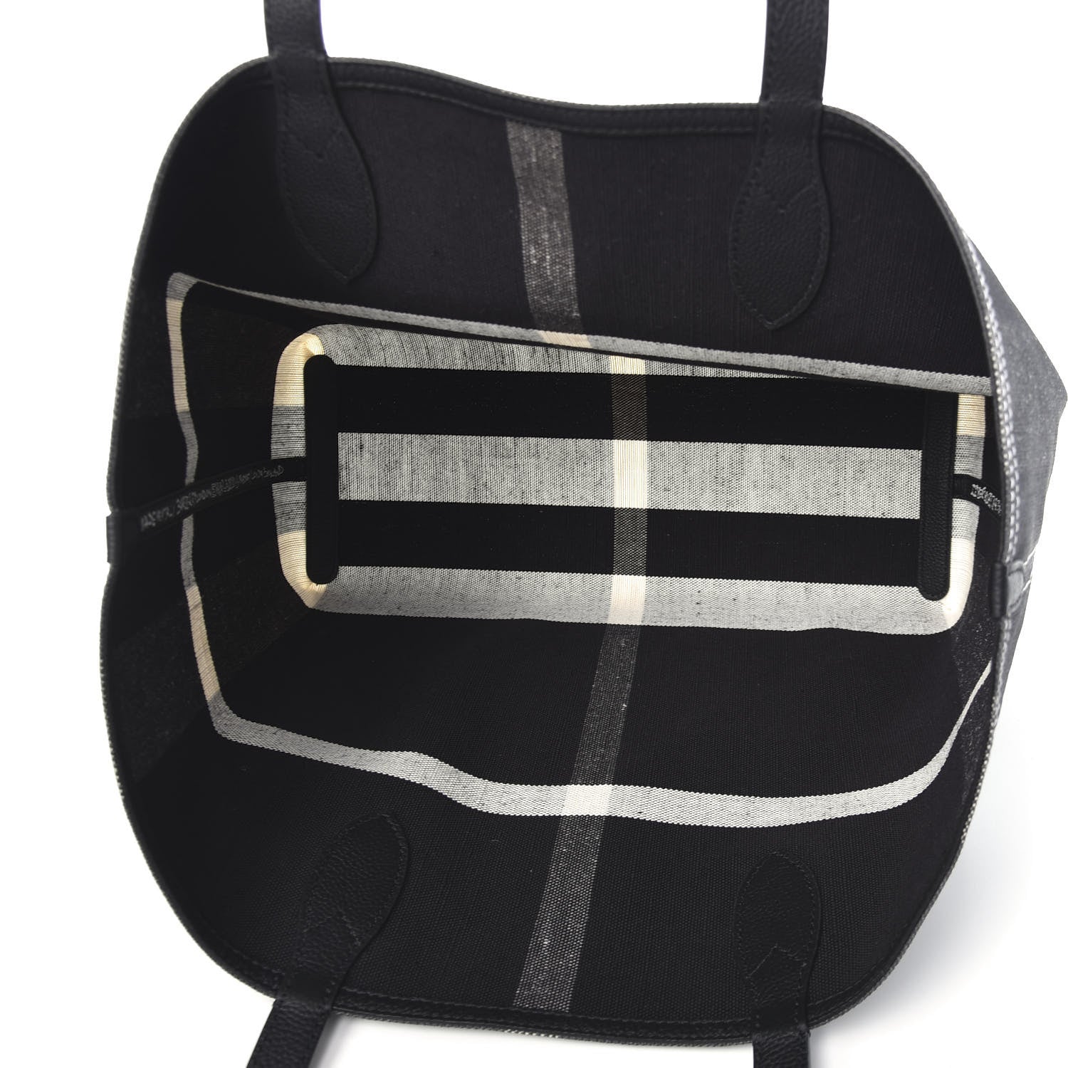 Burberry Coated Canvas Mega Check Medium Doodle Tote Black White 5 of 8