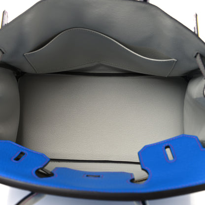 Hermes Chevre Mysore Horseshoe Birkin 30 Bleu Hydra Gris Perle Rose Shocking 5 of 13