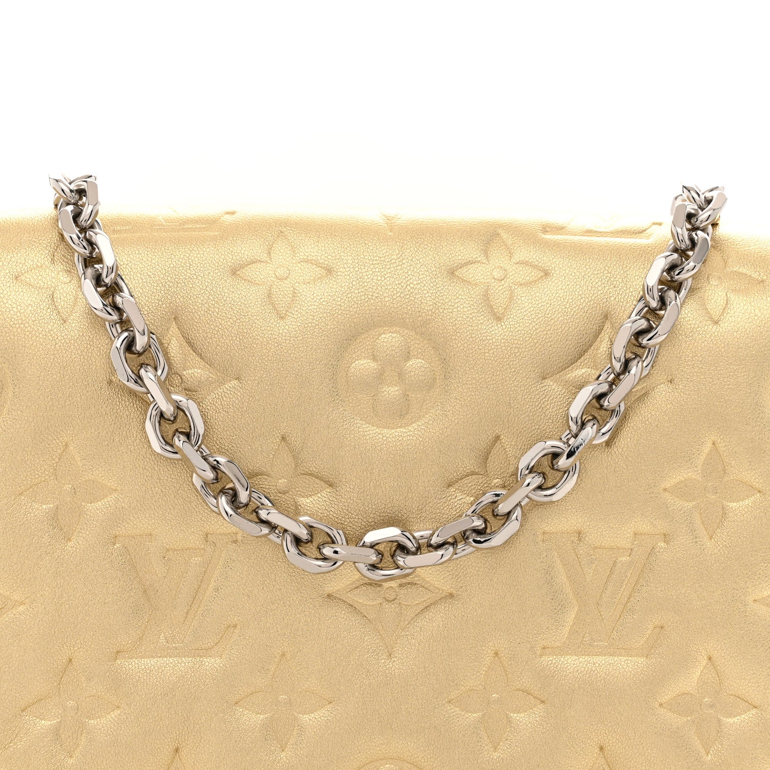 Louis Vuitton Metallic Lambskin Embossed Monogram Pochette Coussin Gold 7 of 11
