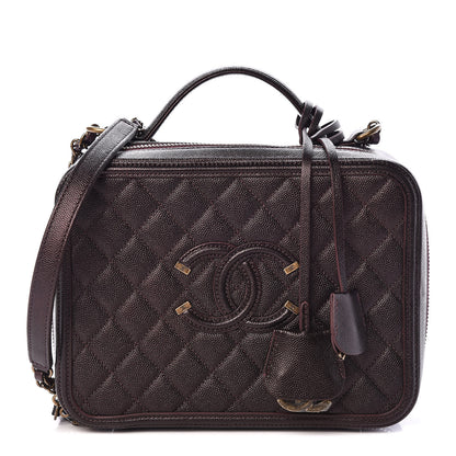 Chanel Caviar Quilted Large CC Filigree Vanity Case Burgundy 1 of 10