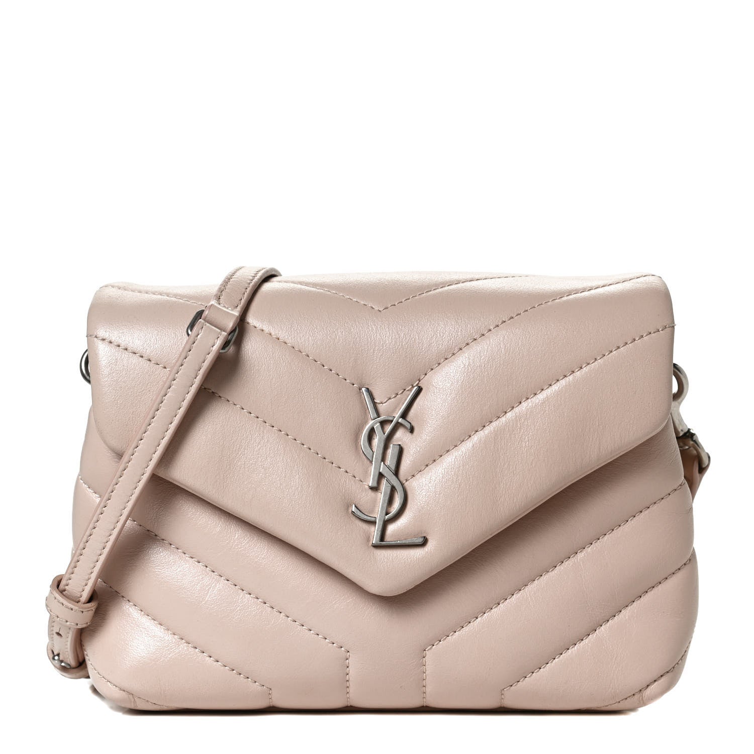 Saint Laurent Calfskin Y Quilted Monogram Toy Loulou Crossbody Bag Marble Pink 1 of 12
