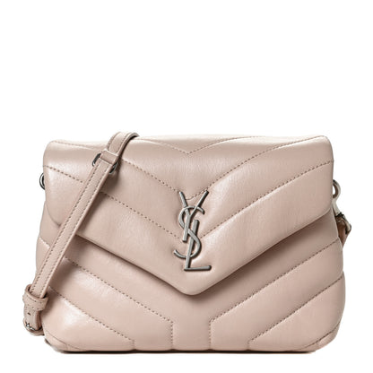 Saint Laurent Calfskin Y Quilted Monogram Toy Loulou Crossbody Bag Marble Pink 1 of 12