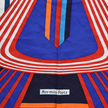 Hermes Silk Les Jeux d'Scarf 90 Caban Bleu Klein Rouge 8 of 14