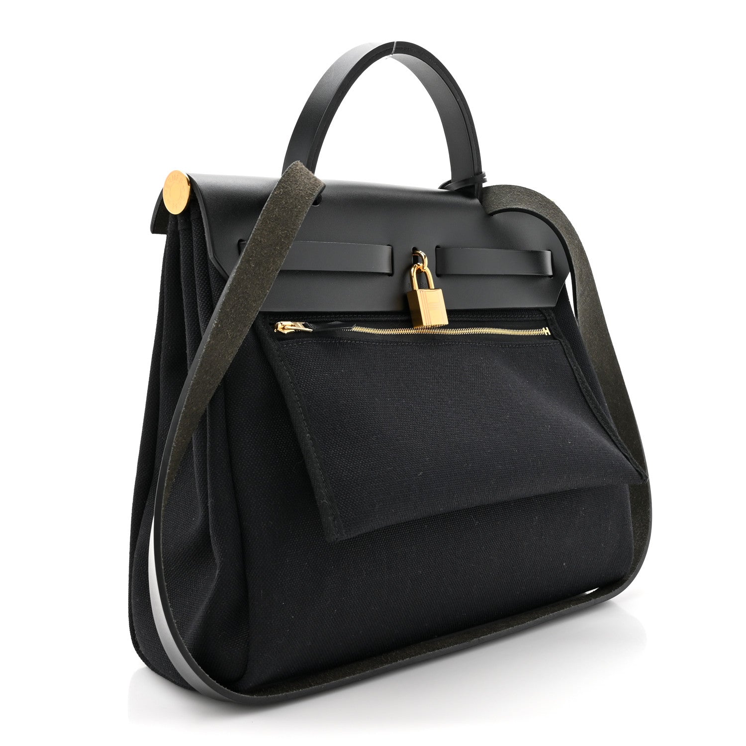 Hermes Military Toile Vache Hunter Herbag Zip PM 31 Black 4 of 10