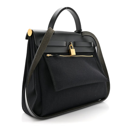 Hermes Military Toile Vache Hunter Herbag Zip PM 31 Black 4 of 10