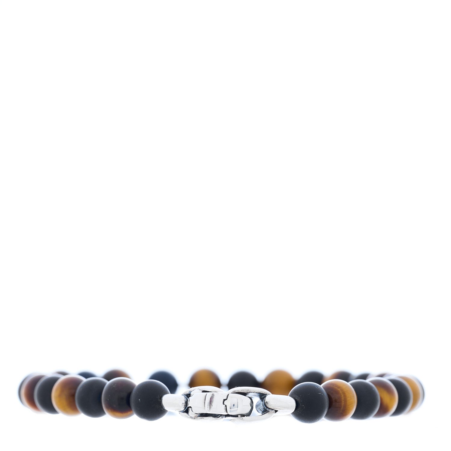 David Yurman Sterling Silver Red Tiger Eye Black Onyx 6mm Spiritual Beads Bracelet 2 of 3