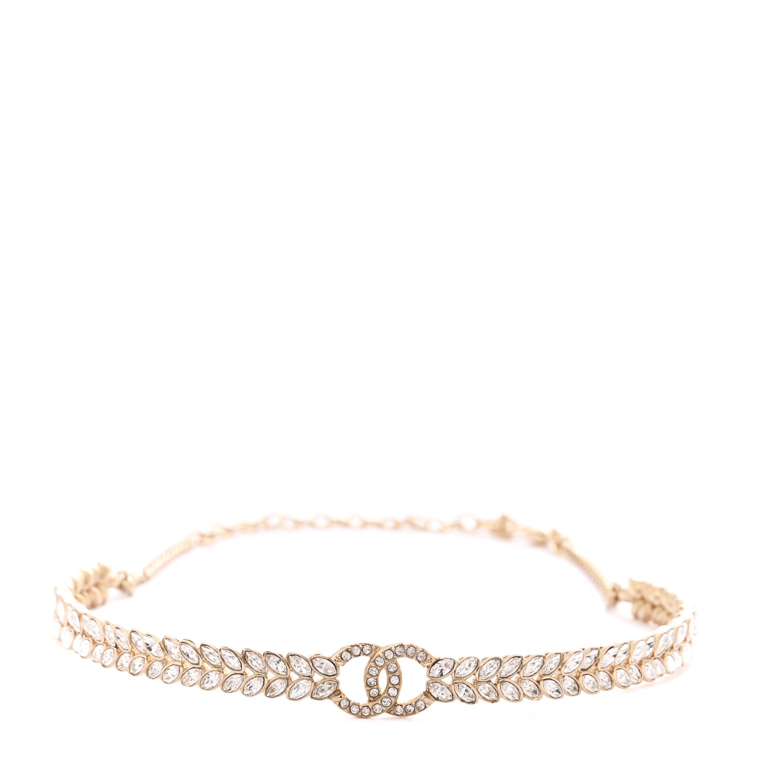 Chanel Crystal Wheat CC Choker Necklace Gold 1 of 5