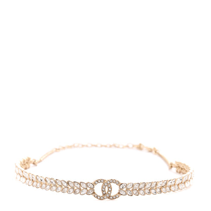 Chanel Crystal Wheat CC Choker Necklace Gold 1 of 5