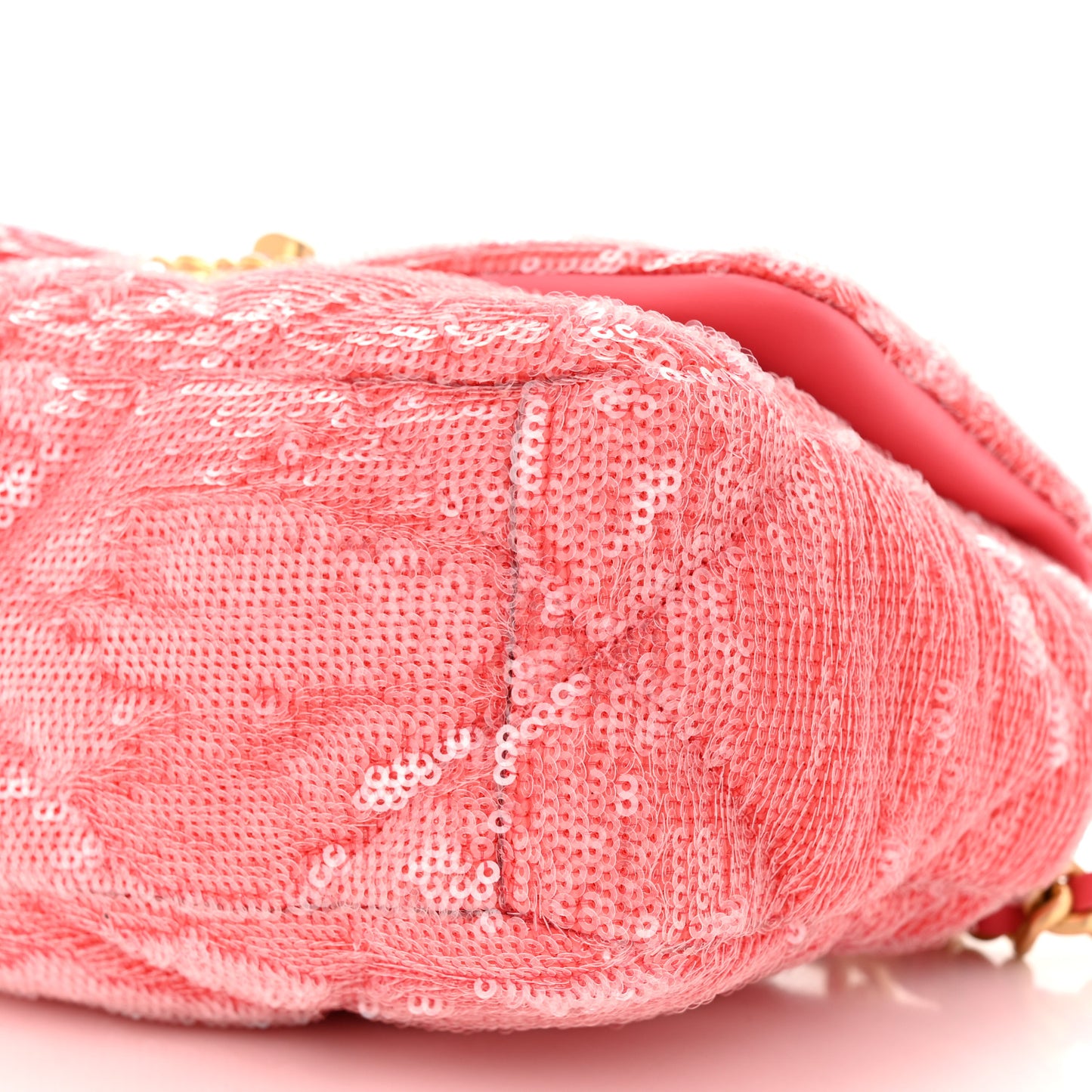 Sequin Quilted Medium Chanel 19 Flap Coral