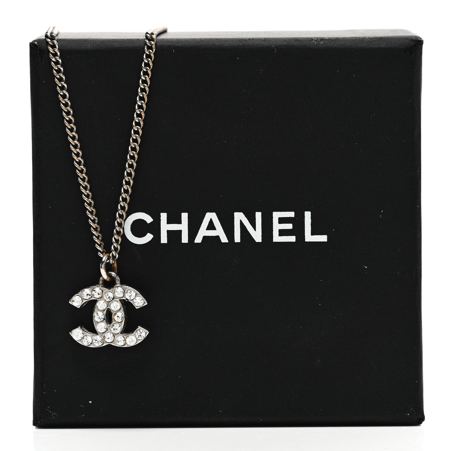 Chanel Crystal Timeless CC Necklace Silver 6 of 6
