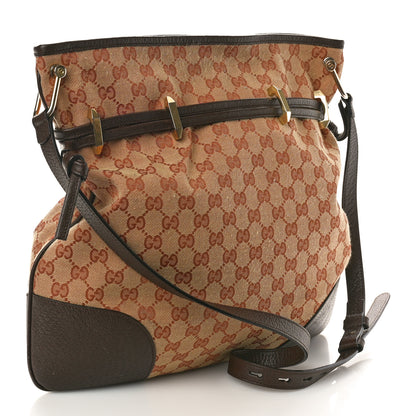 Gucci Monogram Textured Dollar Calfskin Horsebit 1955 Cinch Top Messenger Bag Beige Ebony Cocoa 3 of 12