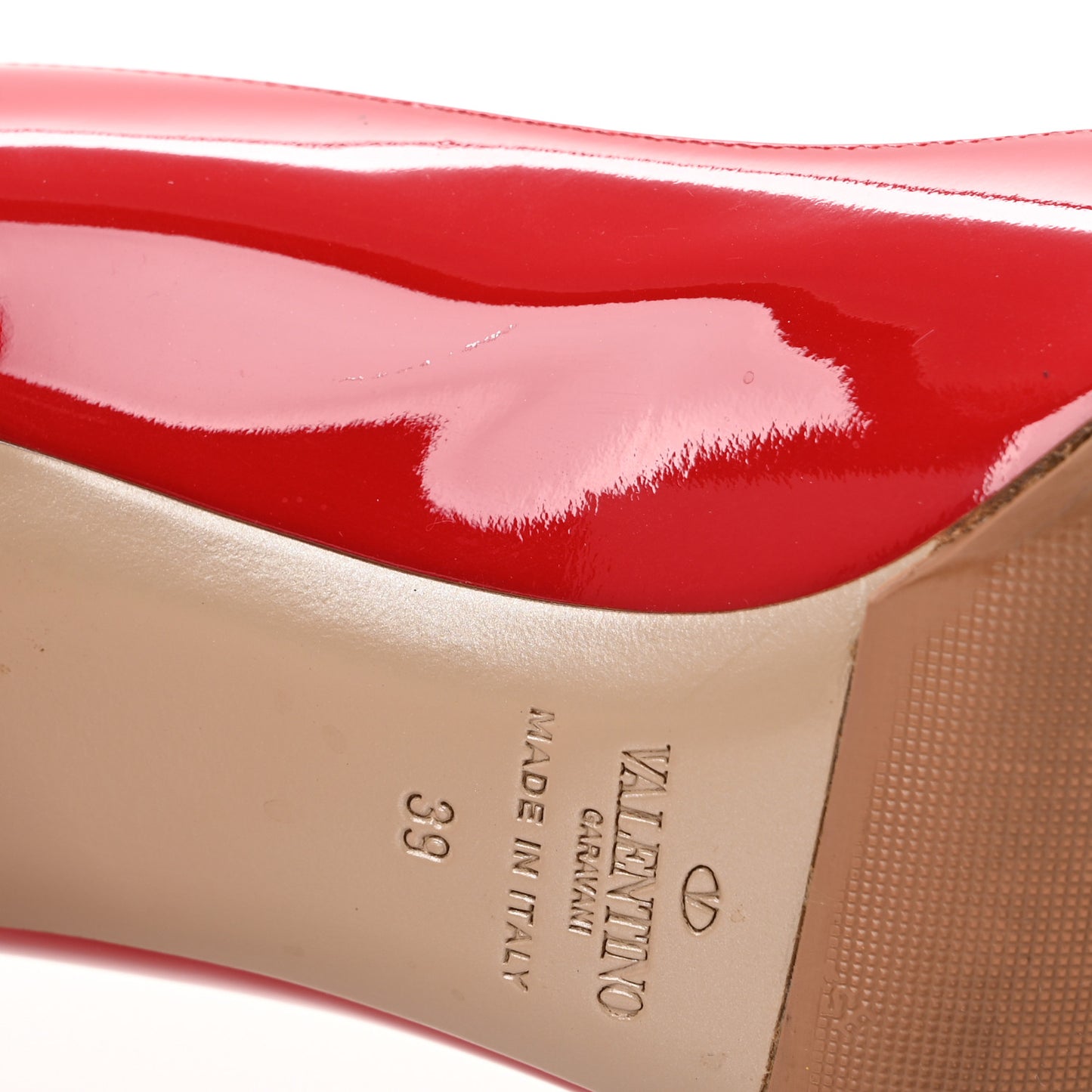 Patent Couture Bow Peep Toe Low Heel Pumps 39 Rosso Valentino
