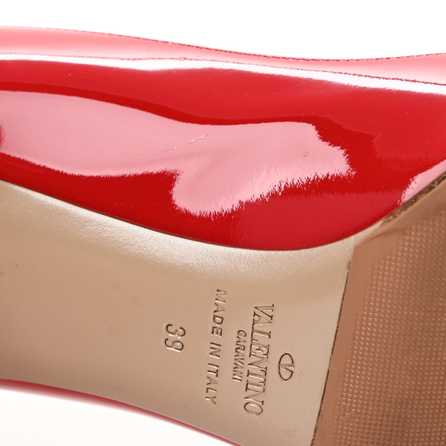 Valentino Garavani Patent Couture Bow Peep Toe Low Heel Pumps 39 Rosso Valentino 10 of 10