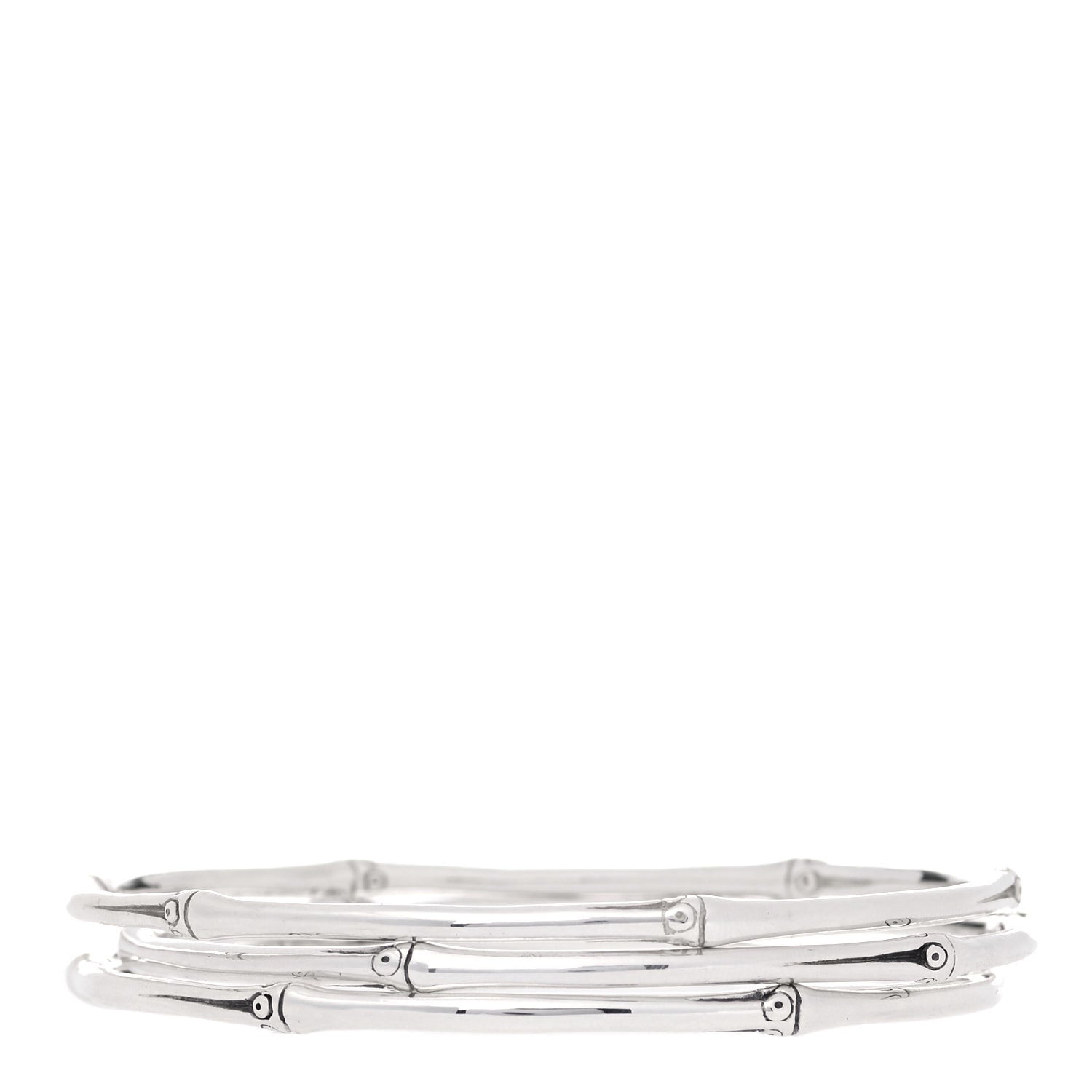 John Hardy Sterling Silver Bamboo Bangle Bracelet Set of 3 1 of 7