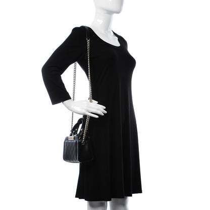 Chanel Grained Calfskin Stitched Mini Label Click Shopper Tote Black 2 of 8