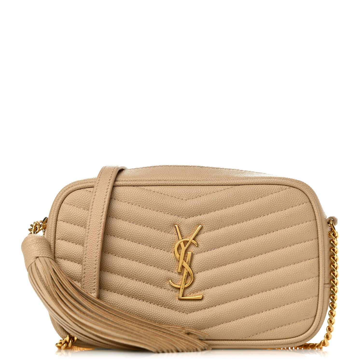 Saint Laurent Grain De Poudre Matelasse Monogram Mini Lou Camera Bag Dark Beige 1 of 10