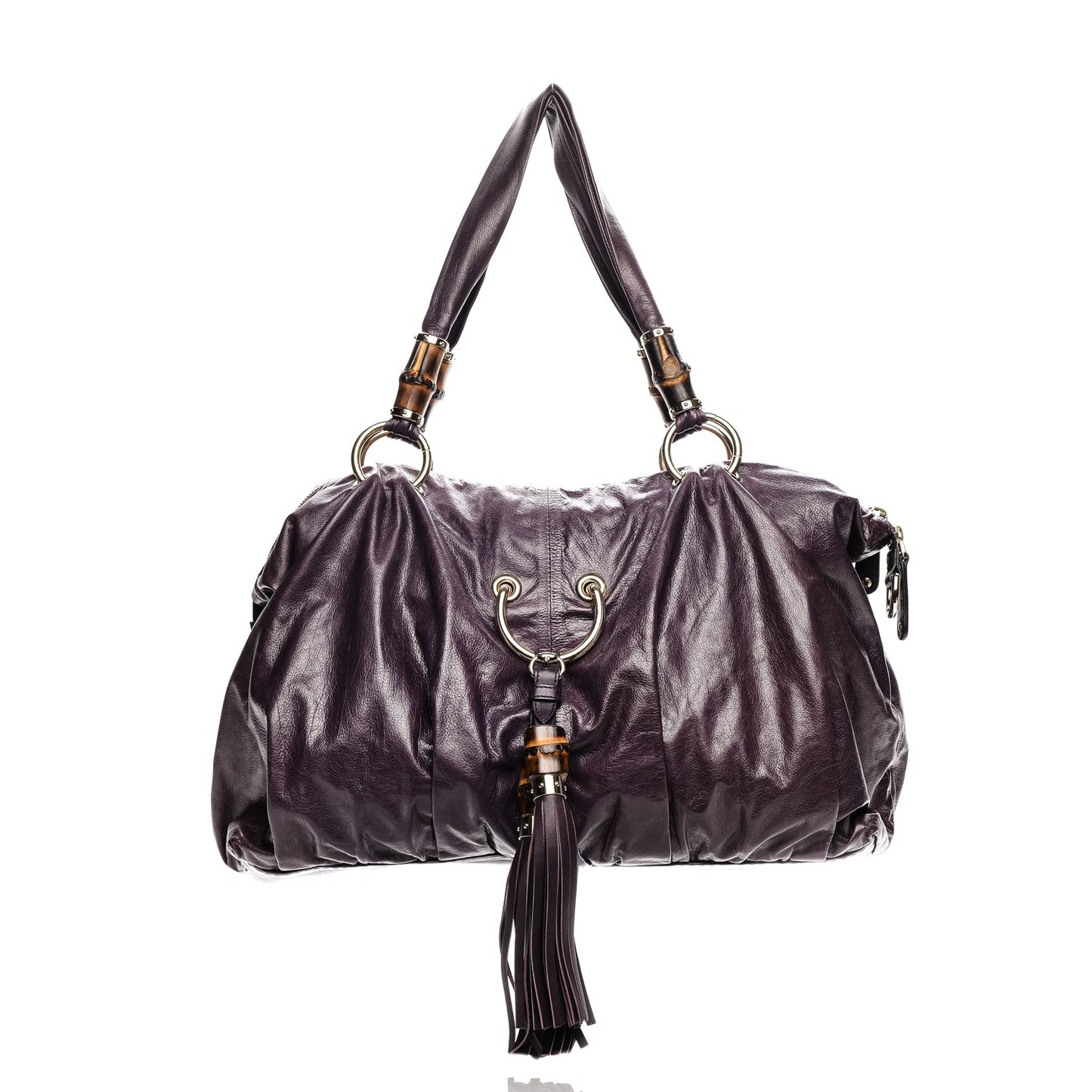 Calfskin Bamboo Beads Top Handle Bag Purple