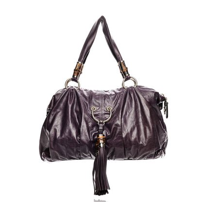 Gucci Calfskin Bamboo Beads Top Handle Bag Purple 1 of 10