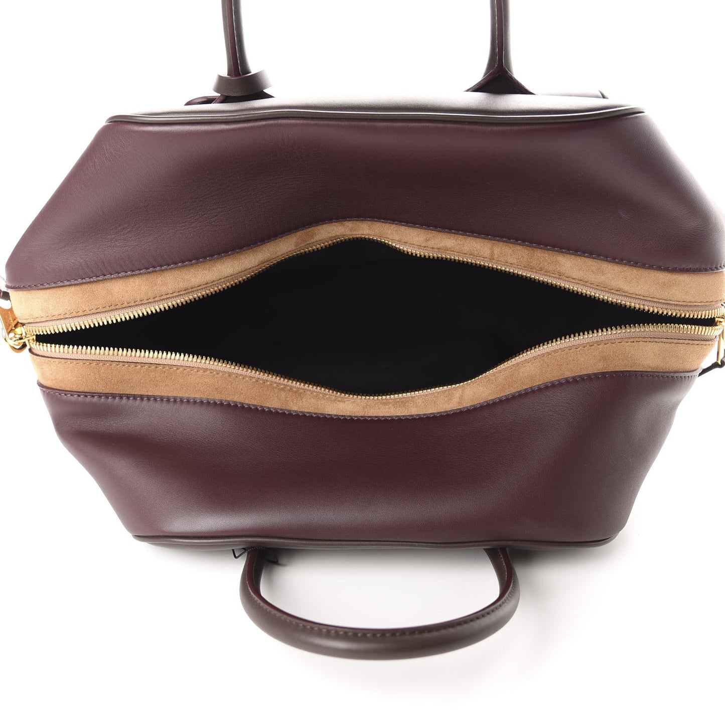Smooth Calfskin Medium Cube Bowling Bag Mahogany