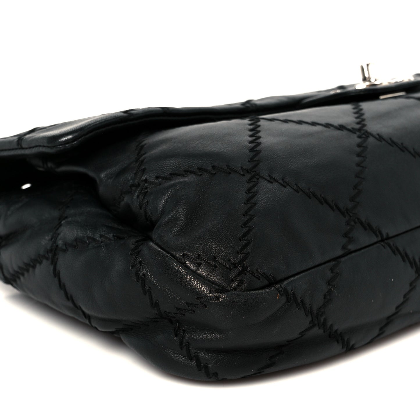 Lambskin Ultimate Stitch Maxi Flap Black