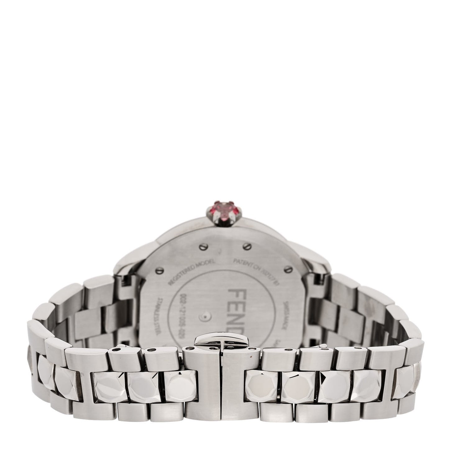 Stainless Steel Diamond Bezel Mother of Pearl Topaz 34mm Crazy Carats Quartz Watch