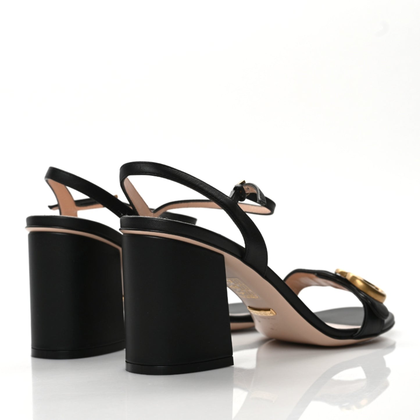 Lifford Calfskin GG Marmont Ankle Wrap 75mm Sandals 39 Black