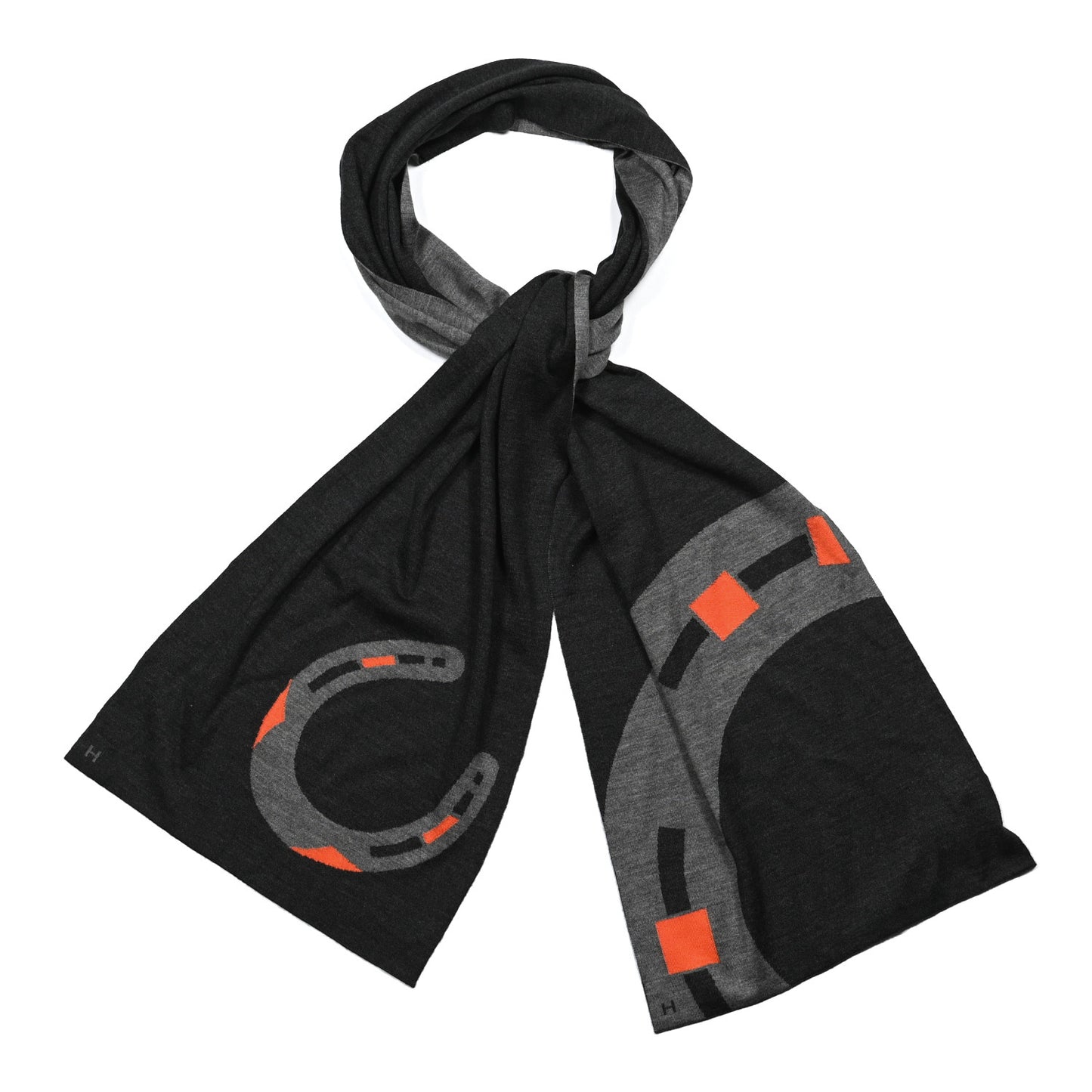 Cashmere Silk Aller-Retour Too Lucky Muffler Anthracite Gris Moyen Orange