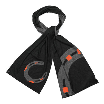 Hermes Cashmere Silk Aller-Retour Too Lucky Muffler Anthracite Gris Moyen Orange 1 of 3