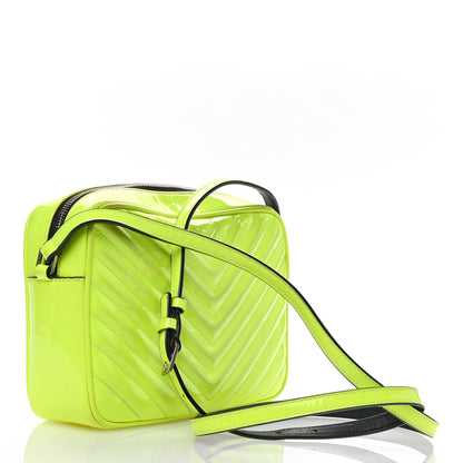 Saint Laurent Patent Calfskin Matelasse Monogram Lou Camera Bag Neon Yellow 3 of 13